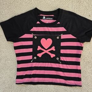 Tokidoki Pink and Black Striped Tee